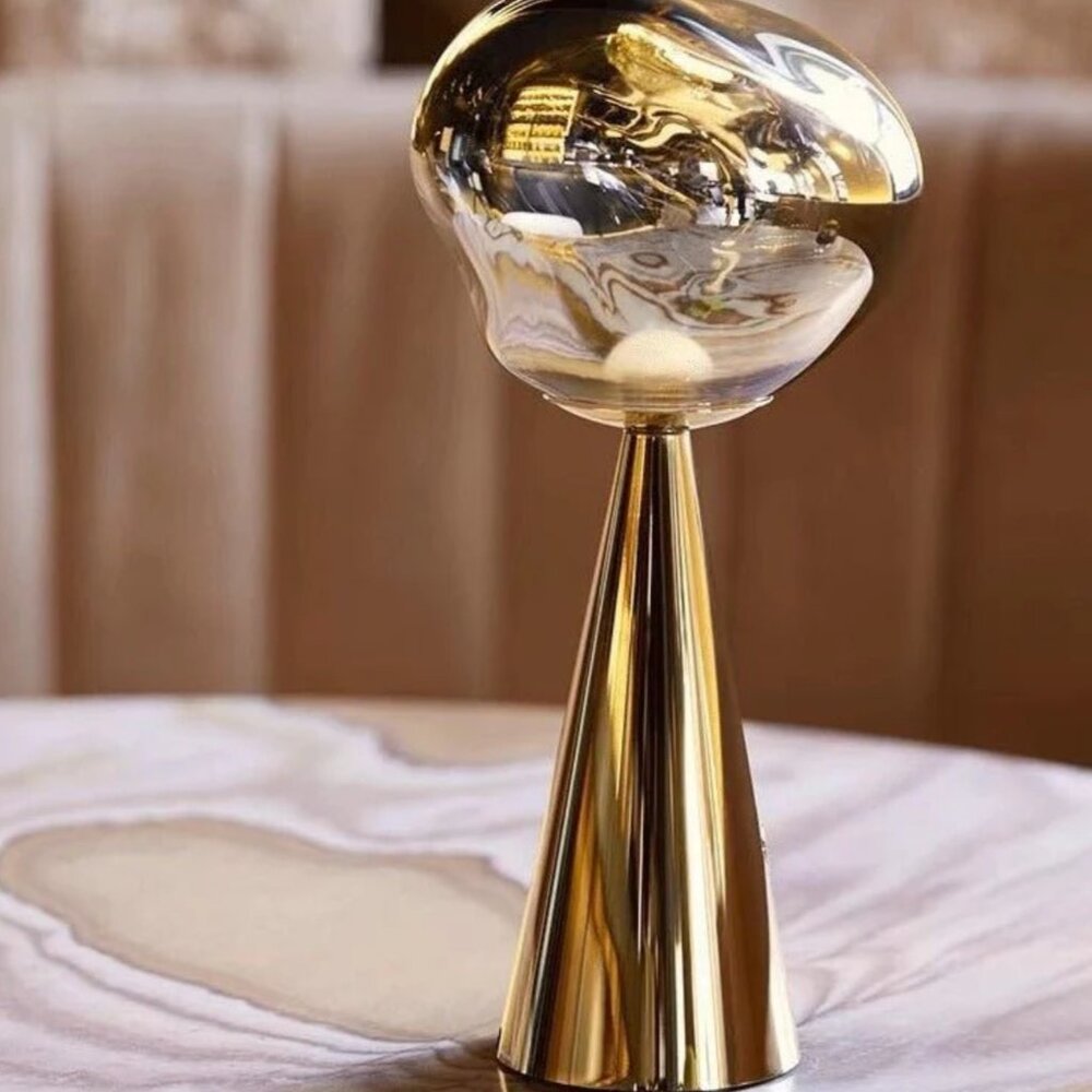 Melt Modern Abstract Rechargeable LED Tabletop Lamp - Gold